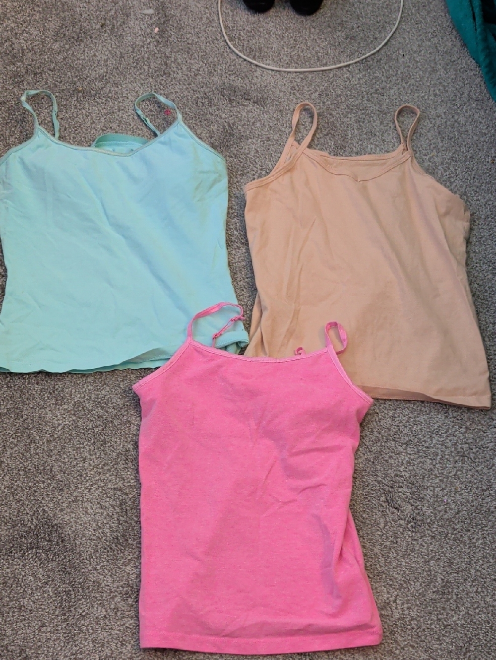 SO Girls Camisole Tank Tops in Mint, Beige & Hot Pink - 3 Pack